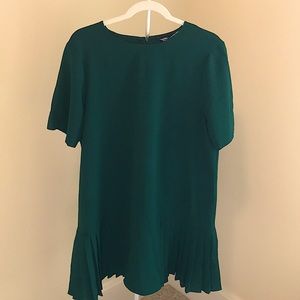 NWT Zara Hunter Green pleated cocktail dress